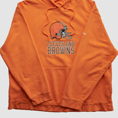 Fanatics Cleveland Browns Reebok 2000s Hooded Pullover Sweatshirt Orange Vintage