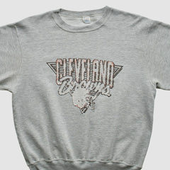 Fanatics Cleveland Browns Champion 90s Pullover Sweatshirt Heather Gray Vintage