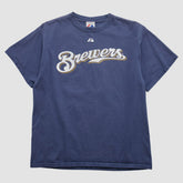 Milwaukee Brewers Majestic 2008 T-shirt - Navy - Vintage - Fanatics on Sale