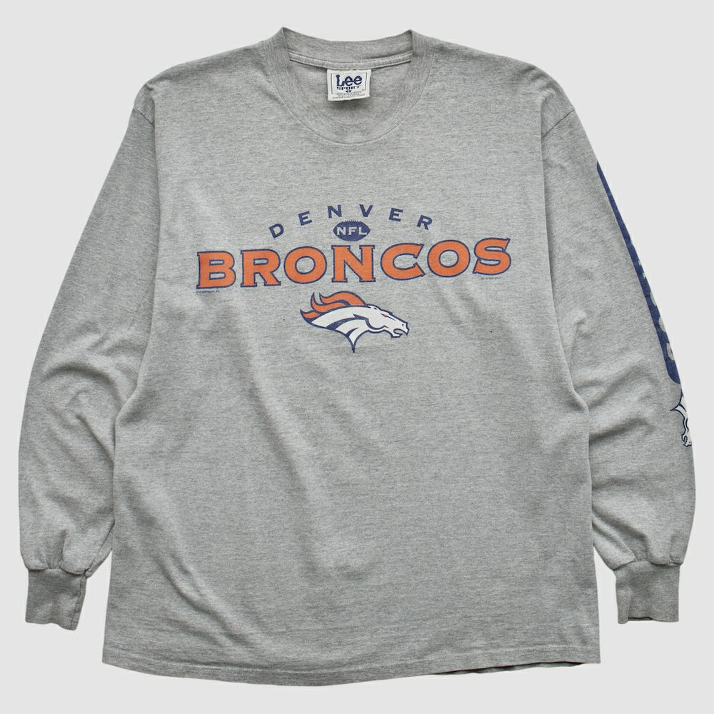 Fanatics Denver Broncos Lee Apparel 2000s Long Sleeve T-shirt Heather Gray Vintage