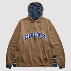 Fanatics Indianapolis Colts NFL 2000s Hooded Pullover Sweatshirt Tan Vintage