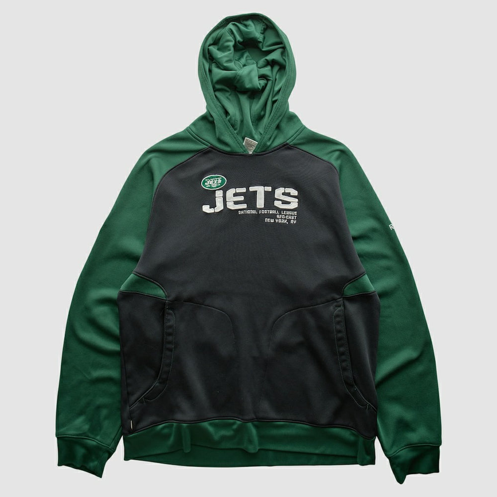 Fanatics New York Jets Reebok 2010s Hooded Pullover Sweatshirt Black Vintage