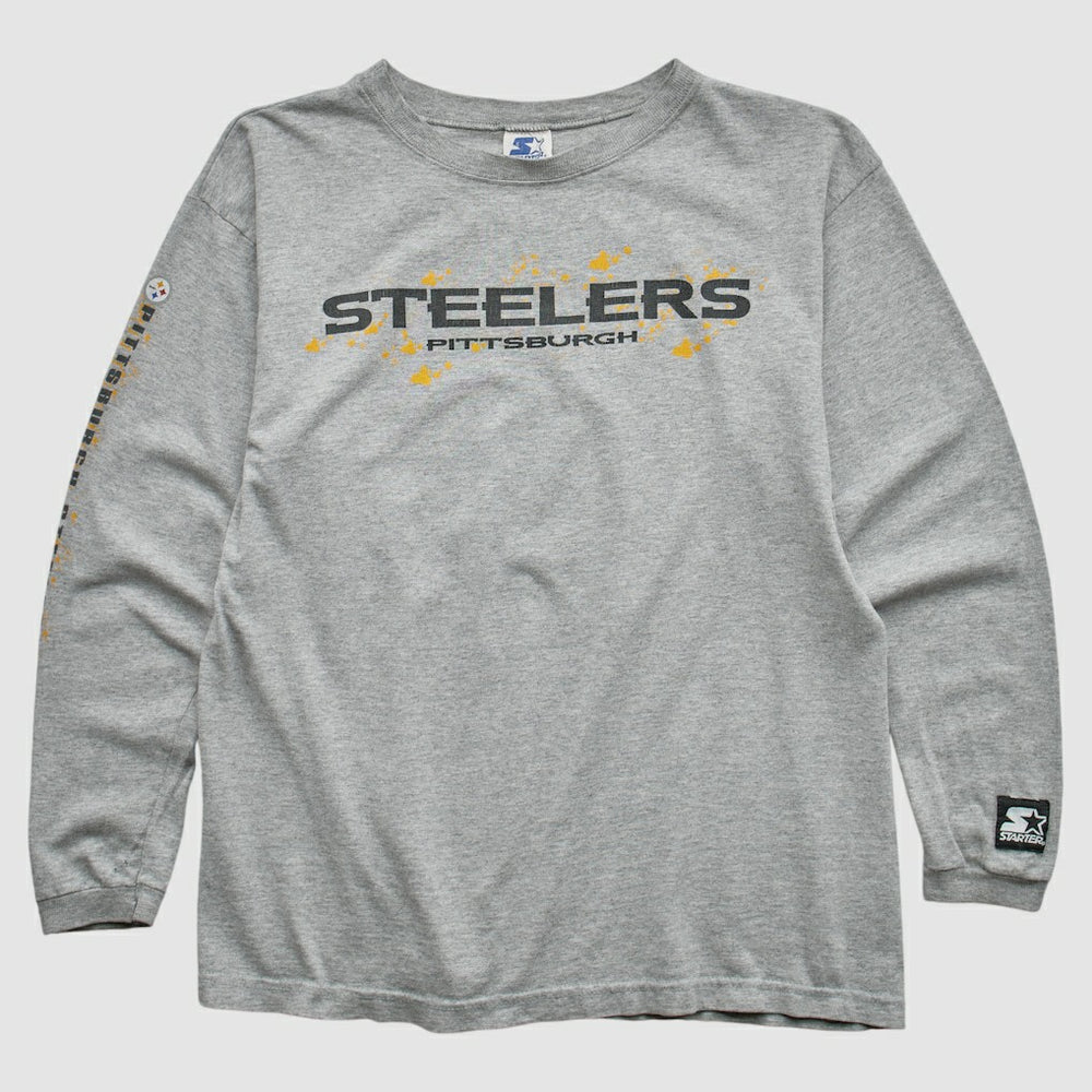 Fanatics Pittsburgh Steelers Starter 90s Long Sleeve T-shirt Heather Gray Vintage