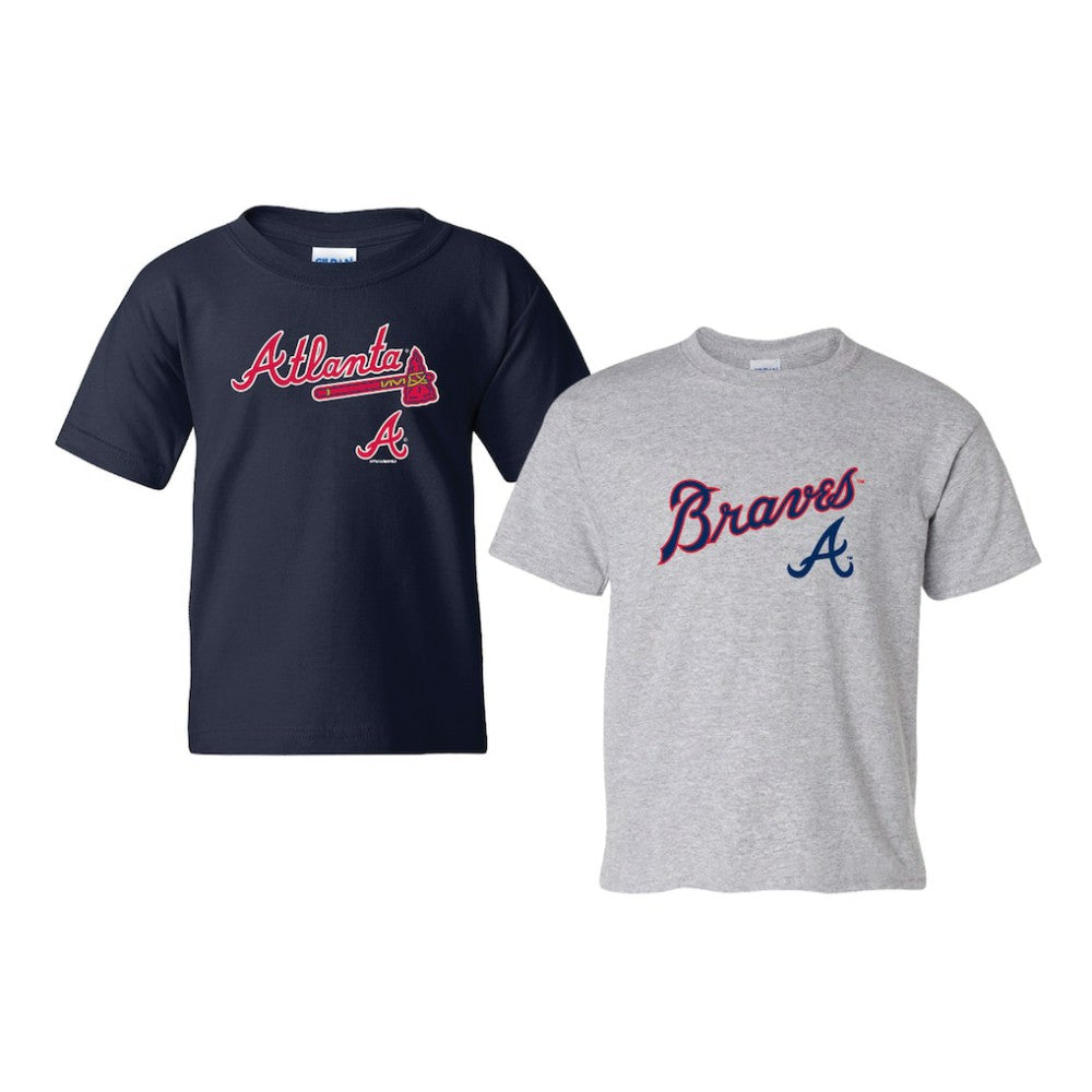 Atlanta Braves Soft as a Grape Youth 2-Pack Logo T-Shirt Set - Navy/Gray - MLB on Sale