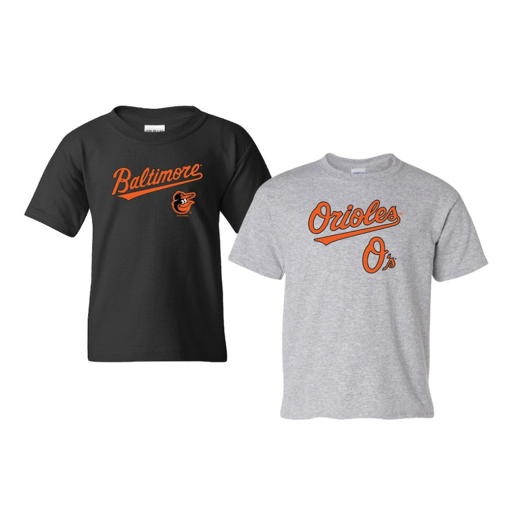 Baltimore Orioles Soft as a Grape Youth 2-Pack Logo T-Shirt Set - Black/Gray - MLB Lifestyle