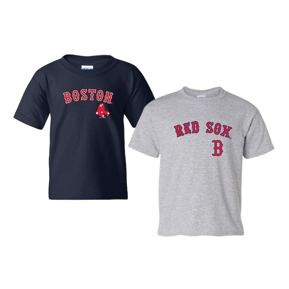 Boston Red Sox Soft as a Grape Youth 2-Pack Logo T-Shirt Set - Navy/Gray - MLB Sale