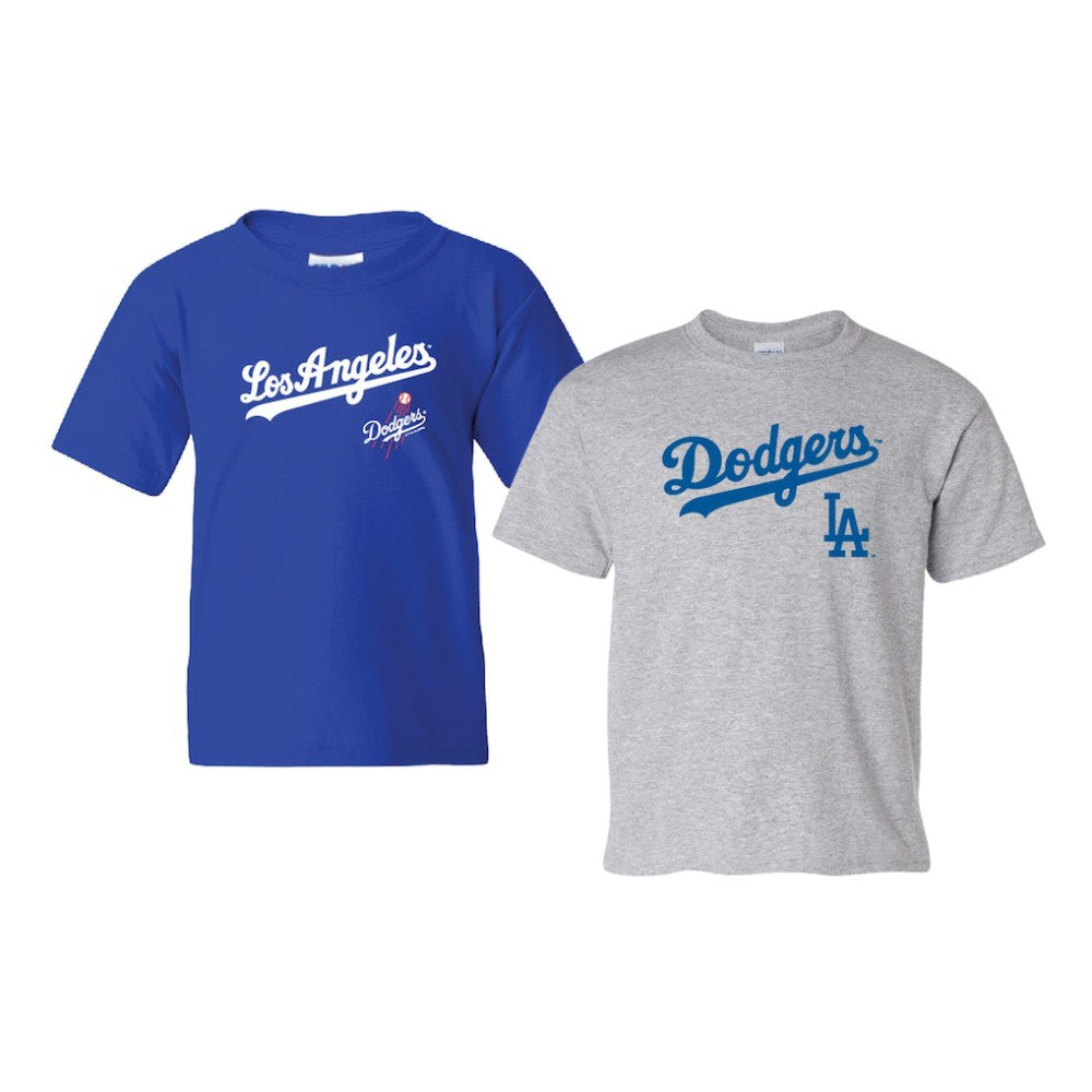 Los Angeles Dodgers Soft as a Grape Youth 2-Pack Logo T-Shirt Set - Royal/Gray - MLB Lifestyle
