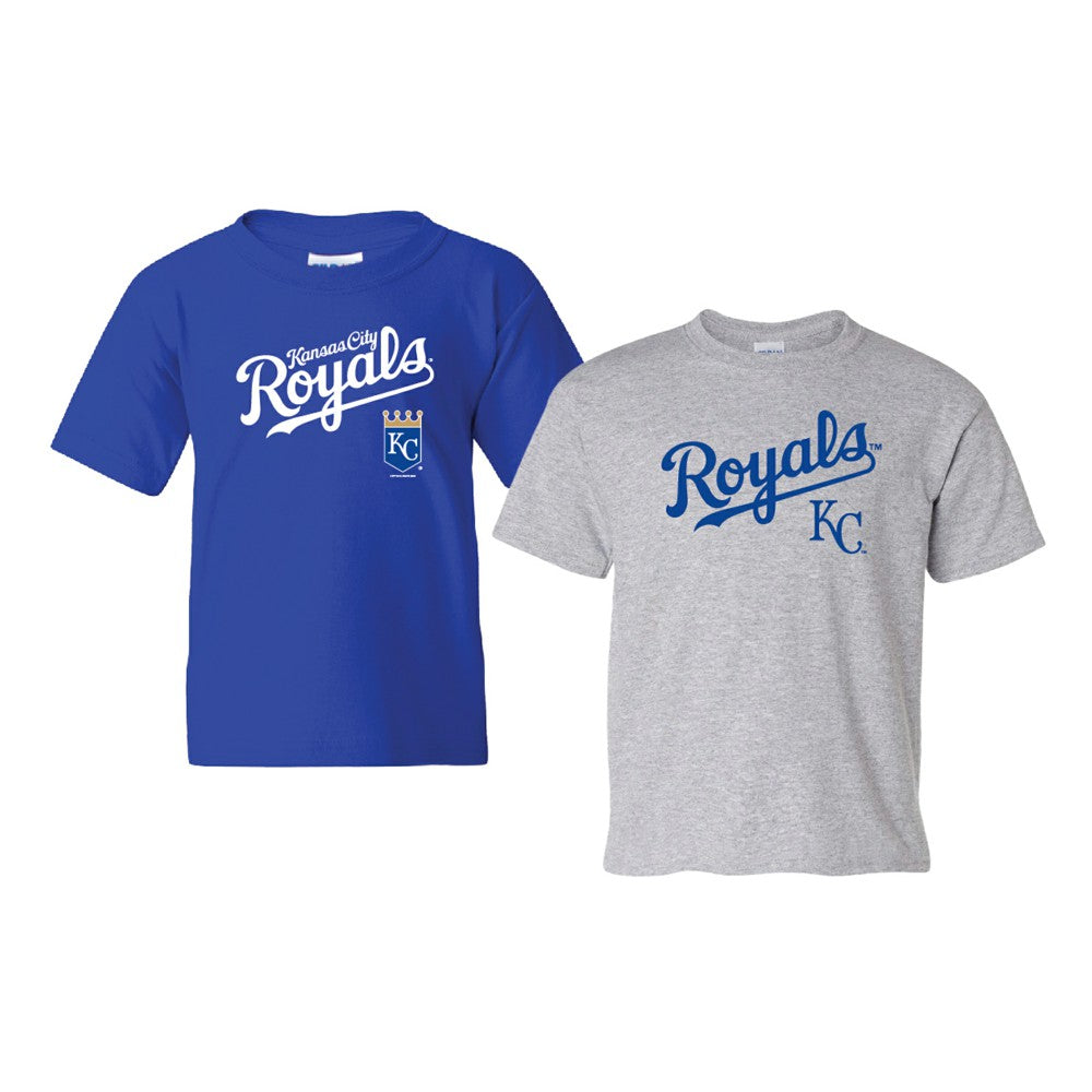 Kansas City Royals Soft as a Grape Youth 2-Pack Logo T-Shirt Set - Royal/Gray - MLB on Sale