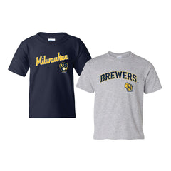 Milwaukee Brewers Soft as a Grape Youth 2-Pack Logo T-Shirt Set - Navy/Gray - MLB Sale