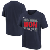Nike New England Patriots Youth 2025 AFC East Division Champions Locker Room Trophy Collection T-Shirt Navy