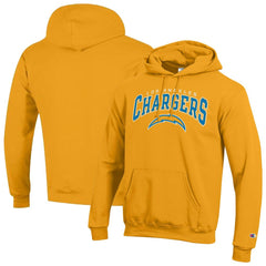 Los Angeles Chargers Champion Powerblend Arch over Logo Hoodie Gold
