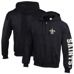 New Orleans Saints Champion Powerblend Fleece Full-Zip Hoodie Black