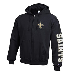 New Orleans Saints Champion Powerblend Fleece Full-Zip Hoodie Black