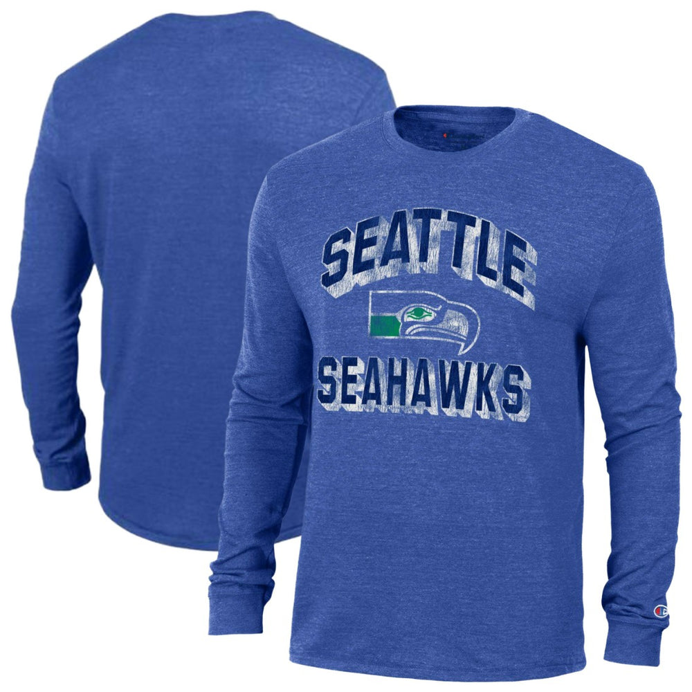 Seattle Seahawks Champion Ultimate Tri-Blend Long Sleeve T-Shirt Heather Royal