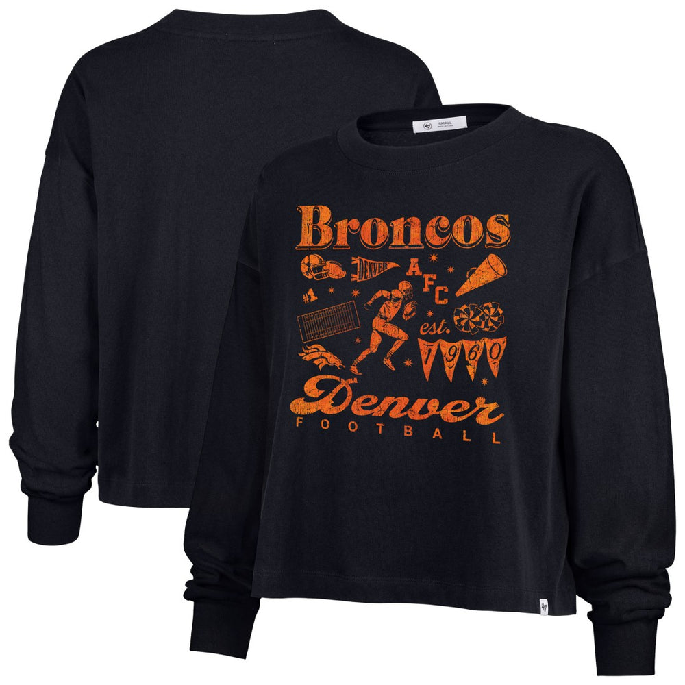 47 brand Denver Broncos '47 Women's Team Collage Sydney Long Sleeve T-Shirt Navy