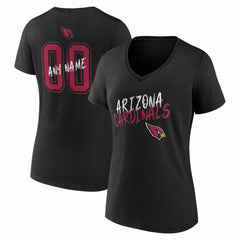 Arizona Cardinals Women's Hustle Personalized Name & Number V-Neck T-Shirt Black