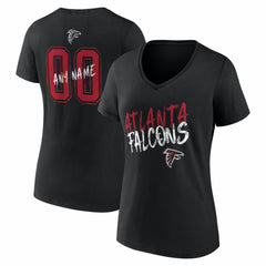 Atlanta Falcons Women's Hustle Personalized Name & Number V-Neck T-Shirt Black
