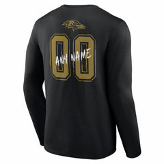 Baltimore Ravens Hustle Personalized Name & Number Long Sleeve T-Shirt Black