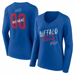 Buffalo Bills Women's Hustle Personalized Name & Number Long Sleeve V-Neck T-Shirt Royal