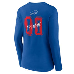 Buffalo Bills Women's Hustle Personalized Name & Number Long Sleeve V-Neck T-Shirt Royal