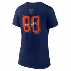 Chicago Bears Women's Hustle Personalized Name & Number V-Neck T-Shirt Navy