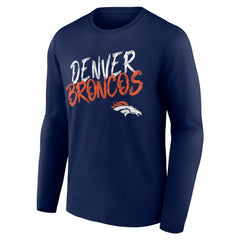 Denver Broncos Hustle Personalized Name & Number Long Sleeve T-Shirt Navy