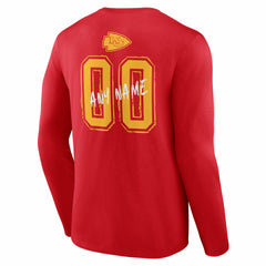 Kansas City Chiefs Hustle Personalized Name & Number Long Sleeve T-Shirt Red