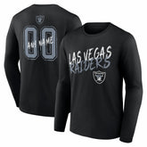 Las Vegas Raiders Hustle Personalized Name & Number Long Sleeve T-Shirt Black