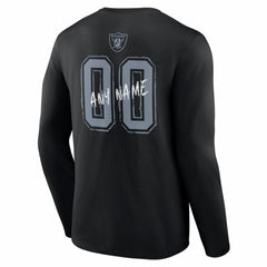 Las Vegas Raiders Hustle Personalized Name & Number Long Sleeve T-Shirt Black
