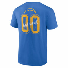 Los Angeles Chargers Hustle Personalized Name & Number T-Shirt Powder Blue
