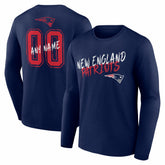 New England Patriots Hustle Personalized Name & Number Long Sleeve T-Shirt Navy