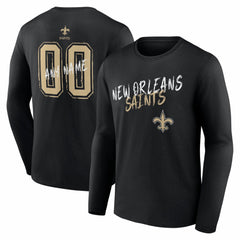 New Orleans Saints Hustle Personalized Name & Number Long Sleeve T-Shirt Black