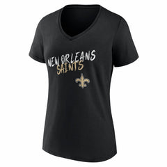 New Orleans Saints Women's Hustle Personalized Name & Number V-Neck T-Shirt Black