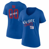 New York Giants Women's Hustle Personalized Name & Number V-Neck T-Shirt Royal