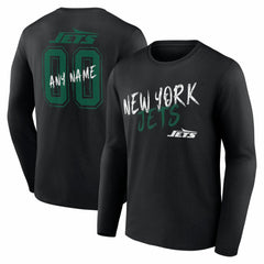 New York Jets Hustle Personalized Name & Number Long Sleeve T-Shirt Black