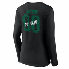 New York Jets Women's Hustle Personalized Name & Number Long Sleeve V-Neck T-Shirt Black