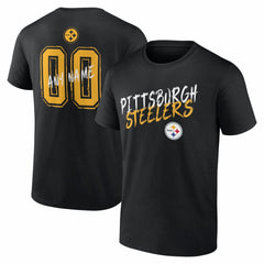 Pittsburgh Steelers Hustle Personalized Name & Number T-Shirt Black