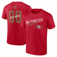 San Francisco 49ers Hustle Personalized Name & Number T-Shirt Scarlet