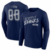 Seattle Seahawks Hustle Personalized Name & Number Long Sleeve T-Shirt College Navy