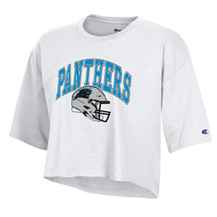 Carolina Panthers Champion Women's Boyfriend Cropped T-Shirt White