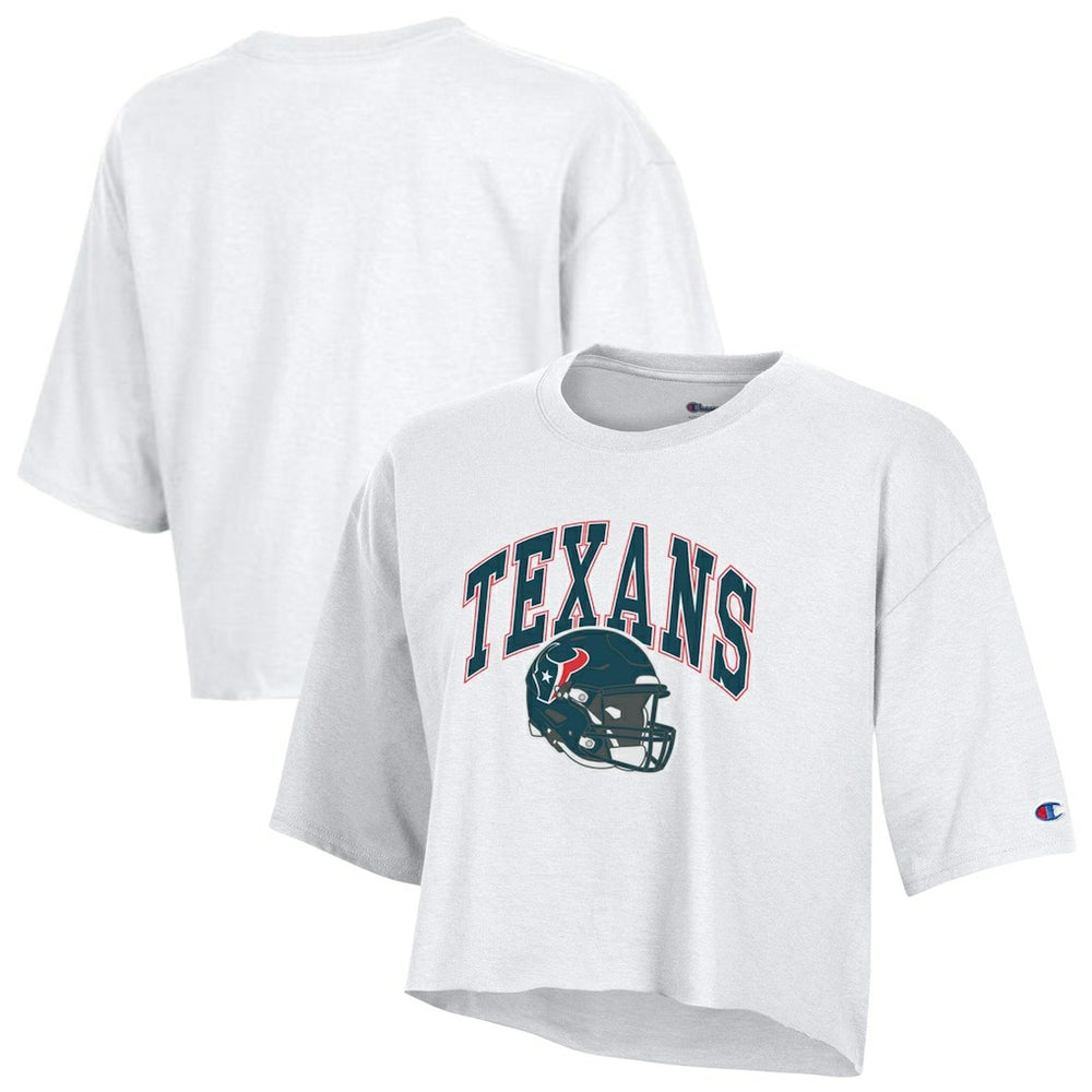 Houston Texans Champion Women's Boyfriend Cropped T-Shirt White