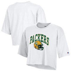 Green Bay Packers Champion Women's Boyfriend Cropped T-Shirt White