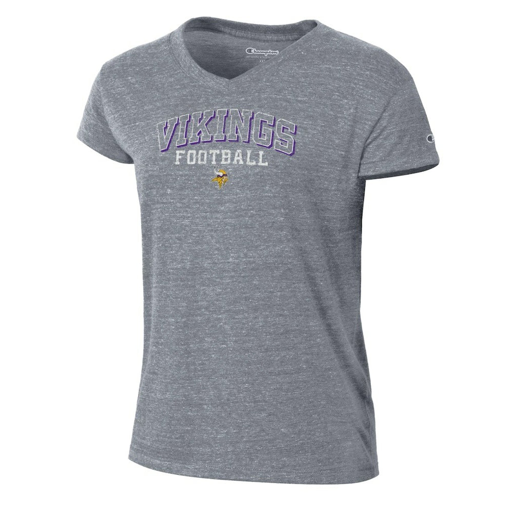 Minnesota Vikings Champion Women's Triumph Tri-Blend V-Neck T-Shirt Heather Gray