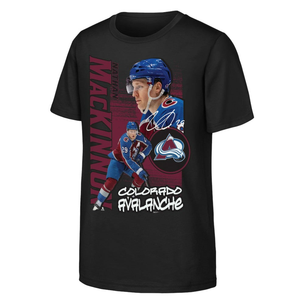 Nathan MacKinnon Colorado Avalanche Outerstuff Youth Playmaker T-Shirt - Black - NHL 203700973