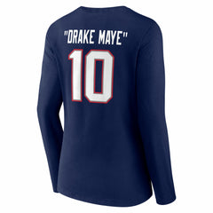 Drake Maye New England Patriots Women's Nickname V-Neck Long Sleeve T-Shirt Navy