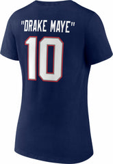 Drake Maye New England Patriots Women's Nickname V-Neck T-Shirt Navy
