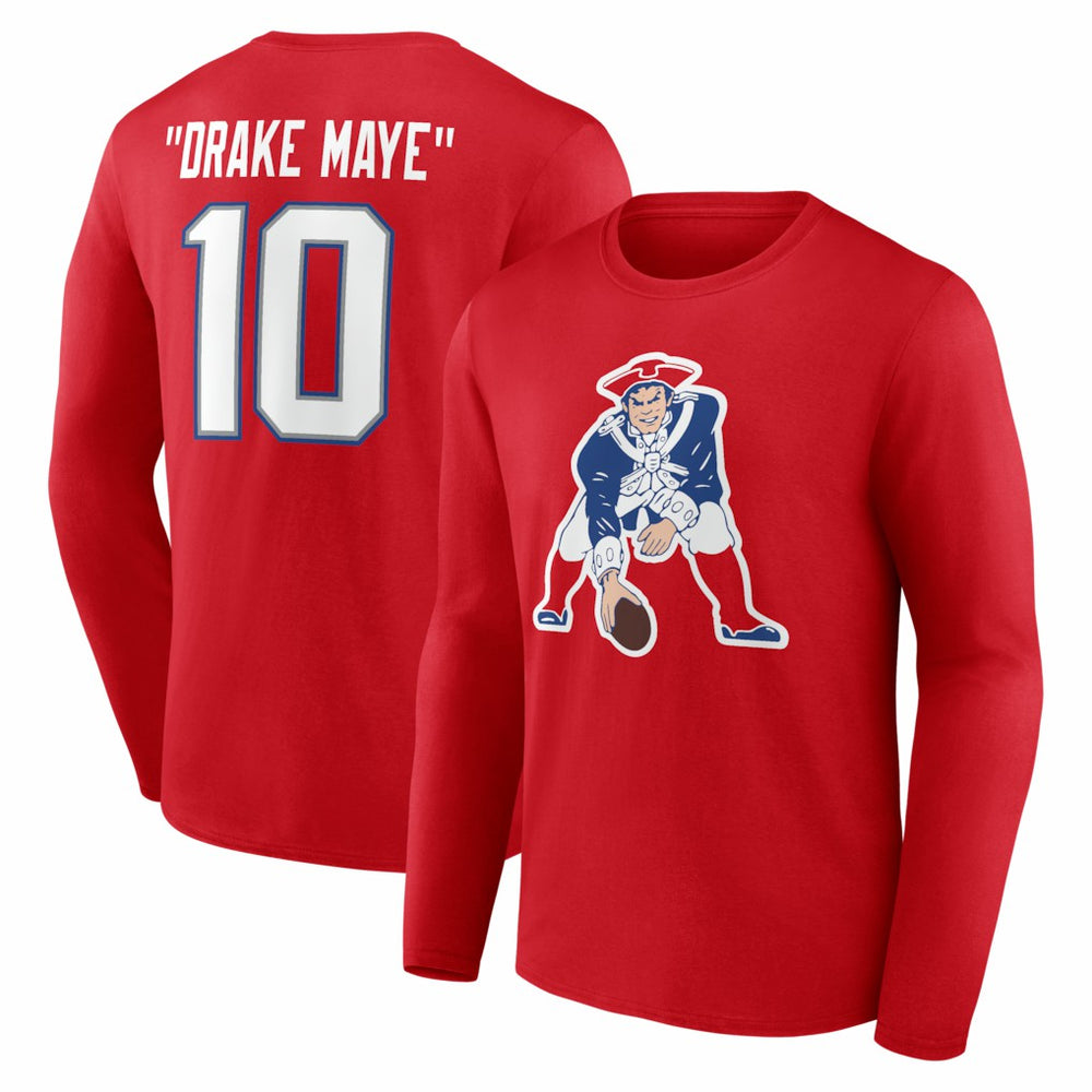 Drake Maye New England Patriots Nickname Long Sleeve T-Shirt Red