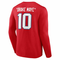 Drake Maye New England Patriots Nickname Long Sleeve T-Shirt Red