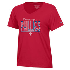 Philadelphia Phillies Champion Women's Core V-Neck T-Shirt - Red - MLB Discount