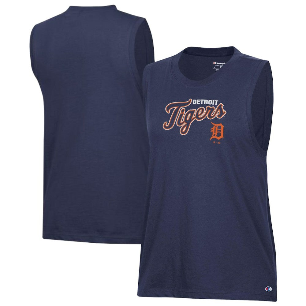 Detroit Tigers Champion Women's Muscle Tank Top - Navy - MLB Lifestyle